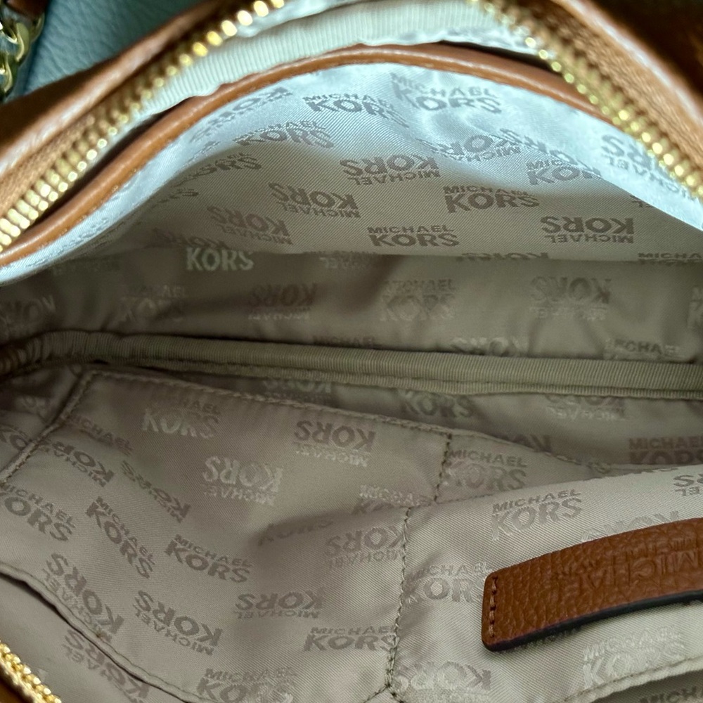 NEW MICHAEL Michael Kors Fulton Brown Crossbody Pebble Leather Chain Bag - Picture 10 of 10